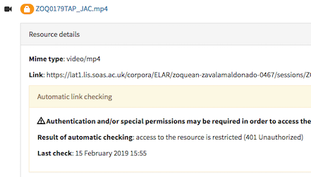 A resource with restricted access indication